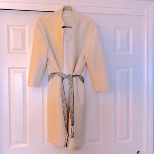 H & M knee length cream winter wrap coat !!